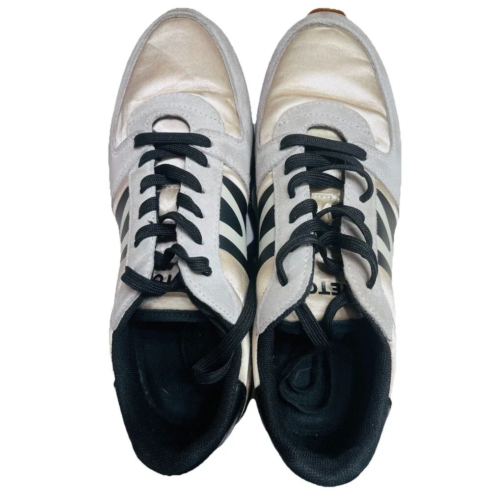Tretorn Loyola 2 Womens Leather Casual Fashion Sneakers 8M Cream Black Gray